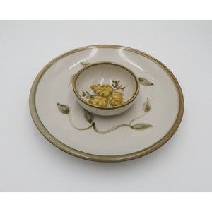 John B Taylor Ceramics Leaf Chip Dip Salsa Pottery 12" Round Serving Platter USA